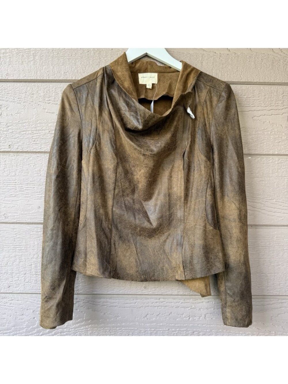 Silence + Noise Women’s Small Faux Suede Moto Jacket Brown Asymmetrical NWT